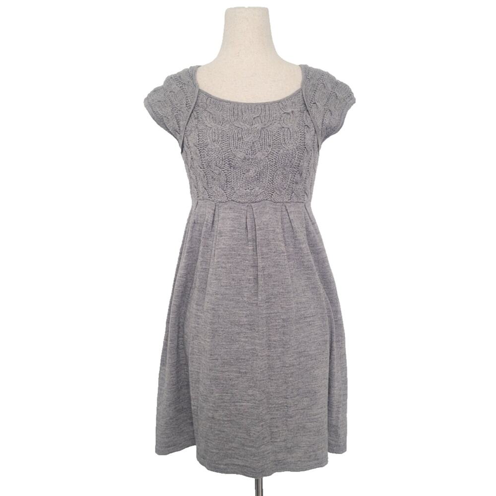 Y2k Fever Babydoll Cable Knit Wool Blend Dress Size S Gray Twee Coquette Preppy